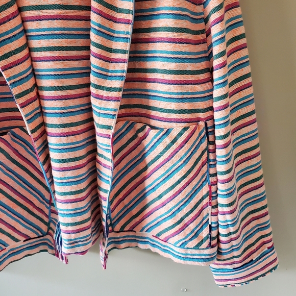 NWT Zara L Lagenlook Boho Hippie  Rainbow Neon Striped Oversized Leslie Shirt - Picture 9 of 15